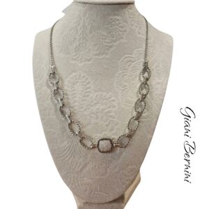 Giani Bernini 925 sliver Necklace Cubic Zirconia Pave 18" Statement